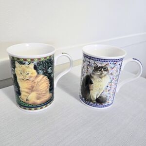 Crown Trent Cat Coffee Cups Ivory Cups Mugs Fine Bone China England Pet Lover